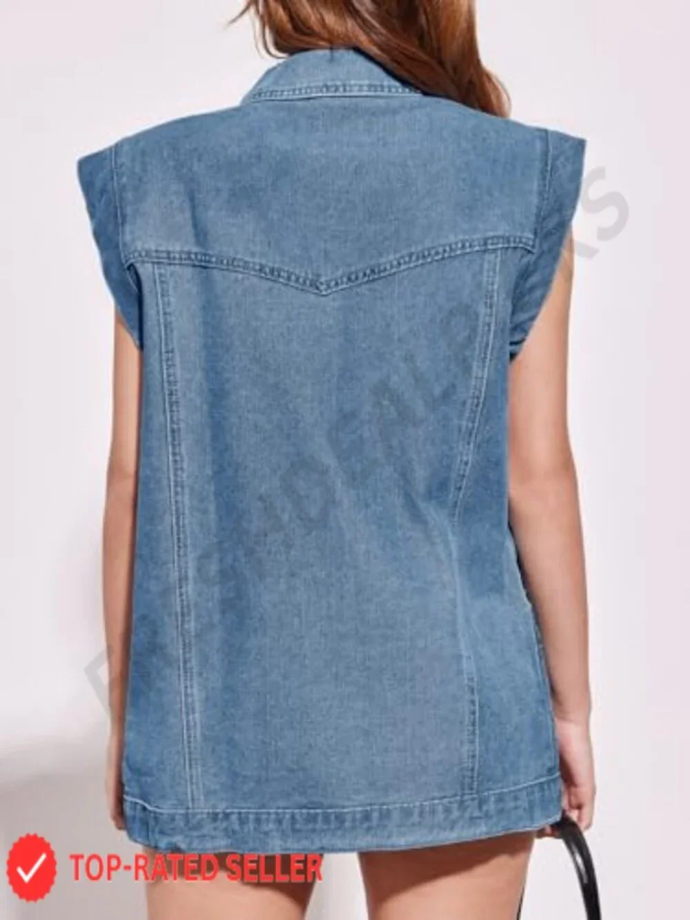 Oversized Denim Vest Sleeveless Button Down Casual Western Women's Jean Vest Top